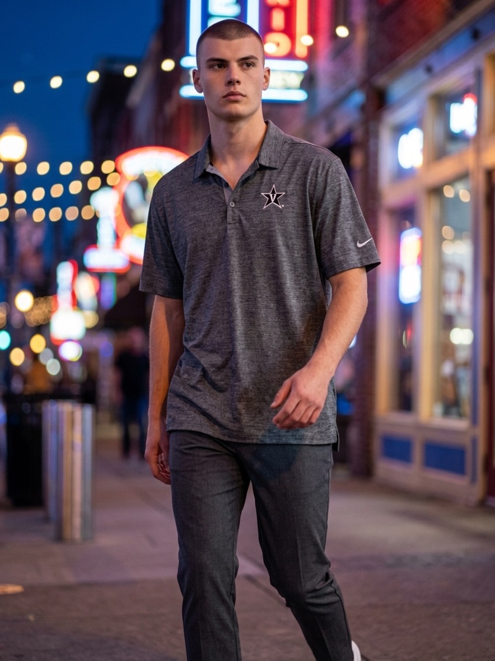 Nike Men's Dark Gray Heather Polo with Star Logo